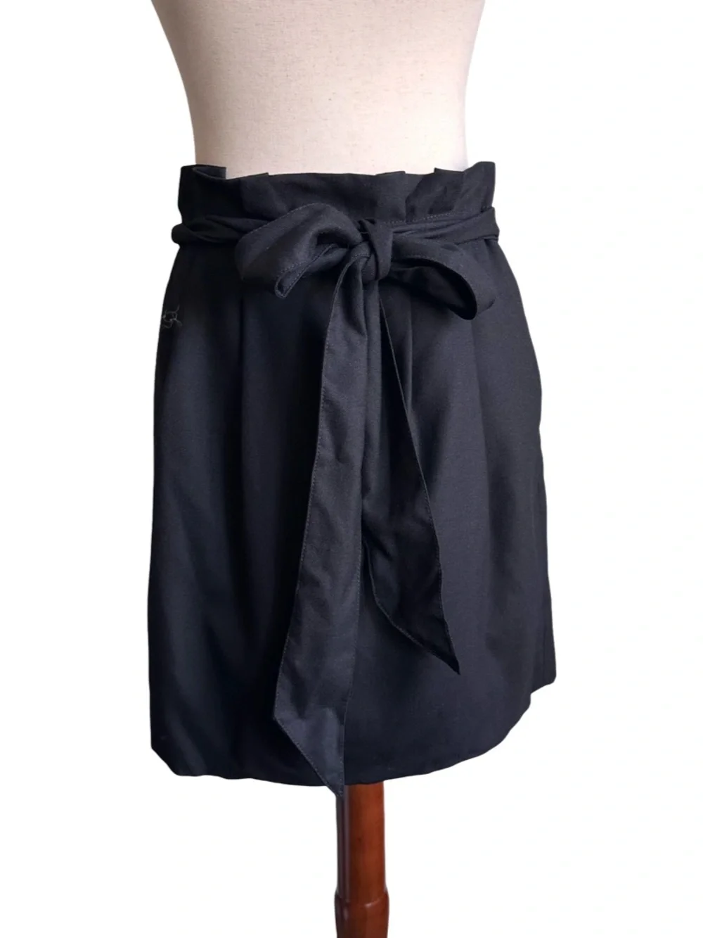 J. Crew Women’s Black Wool Blend Tie-Waist Paper Bag Mini Skirt Size 4 EUC